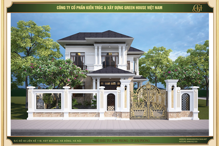Thiết kế biệt thự 2 tầng phong cách tân cổ điển đẹp tại Hải Phòng