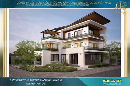 Biệt thự hiện đại 3 tầng tại Bắc Giang kiểu kiến trúc mái độc đáo
