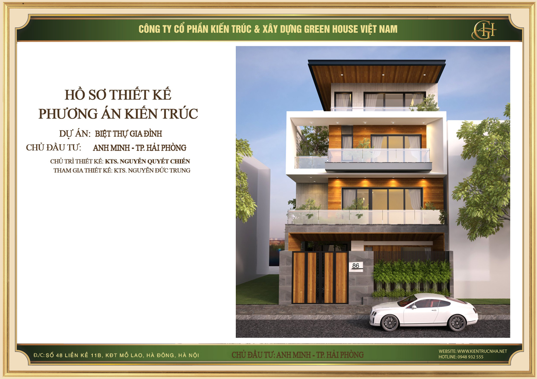 Thiết kế biệt thự hiện đại 4 tầng thu hút nhà anh Minh tại Hải Phòng