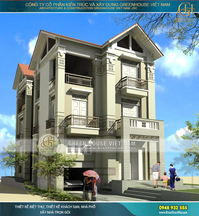 Biệt thự 3 tầng mặt tiền 9m phong cách tân cổ điển hiện đại
