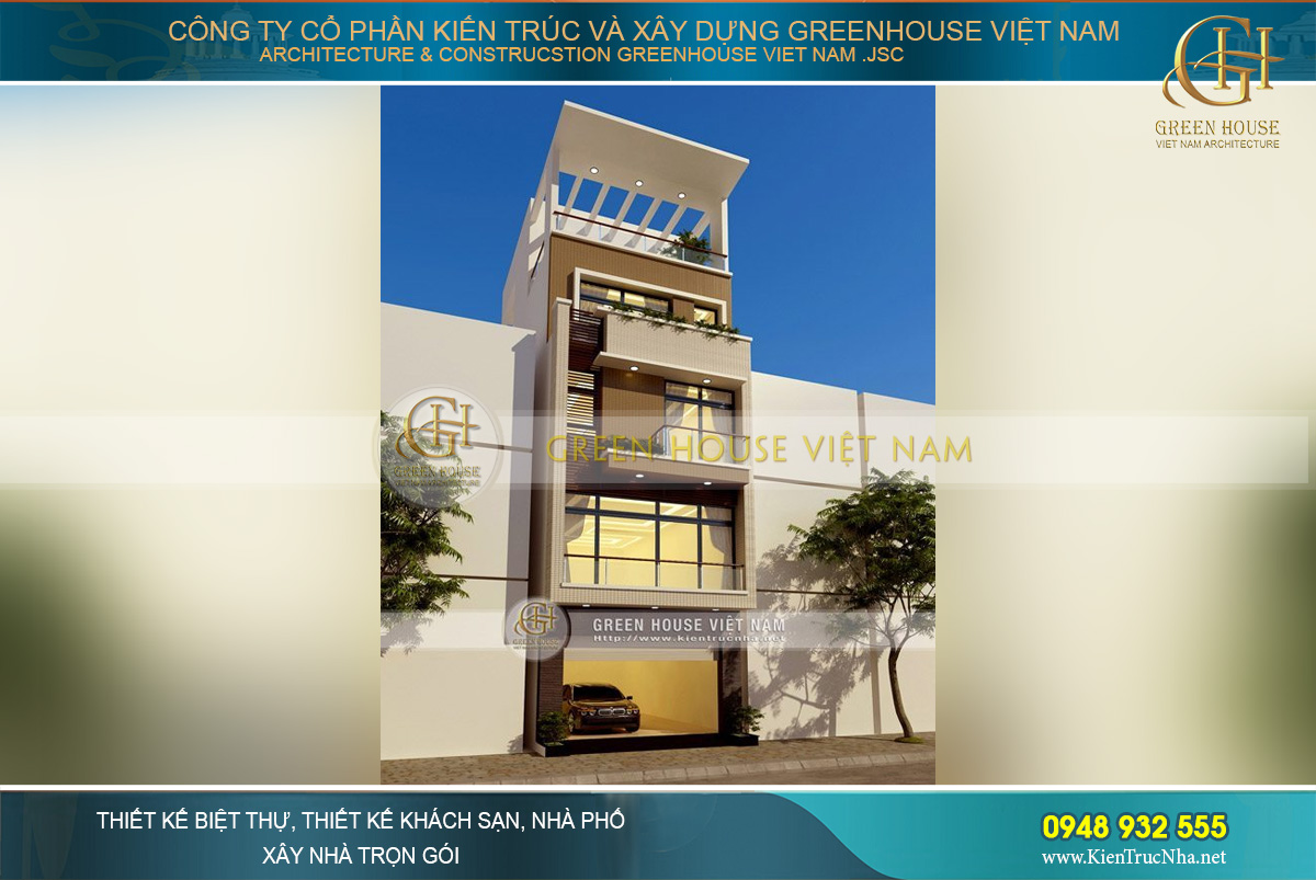 Nhà ống hiện đại 4 tầng rưỡi mặt tiền 6x15m đẹp tại Nam Định
