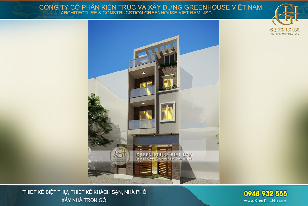 Thiết kế nhà ống 4 tầng mặt tiền 6m rộng 64m2 tại Bắc Ninh