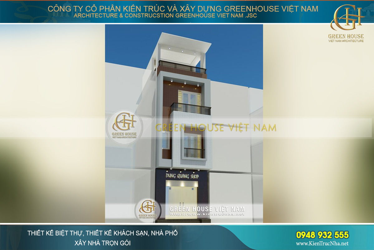 Thiết kế nhà 4 tầng kết hợp làm cửa hàng kinh doanh