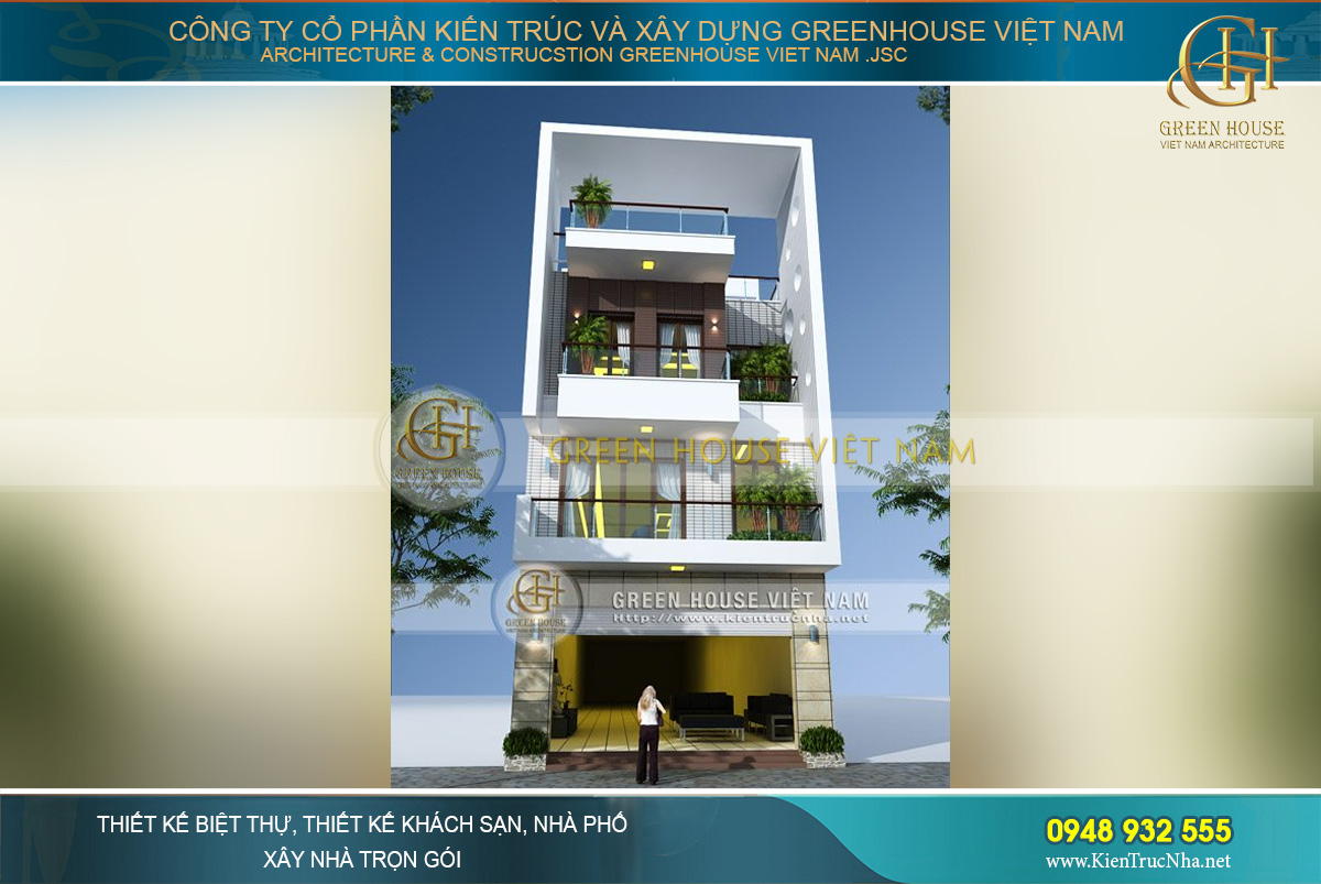 Thiết kế nhà ở kết hợp kinh doanh 3 tầng mặt tiền 7m, sâu 30m