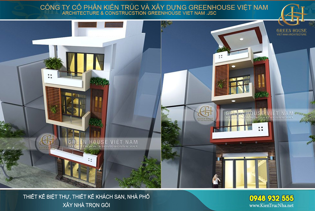 Thiết kế nhà ống 4 tầng diện tích 75m2 phong cách hiện đại