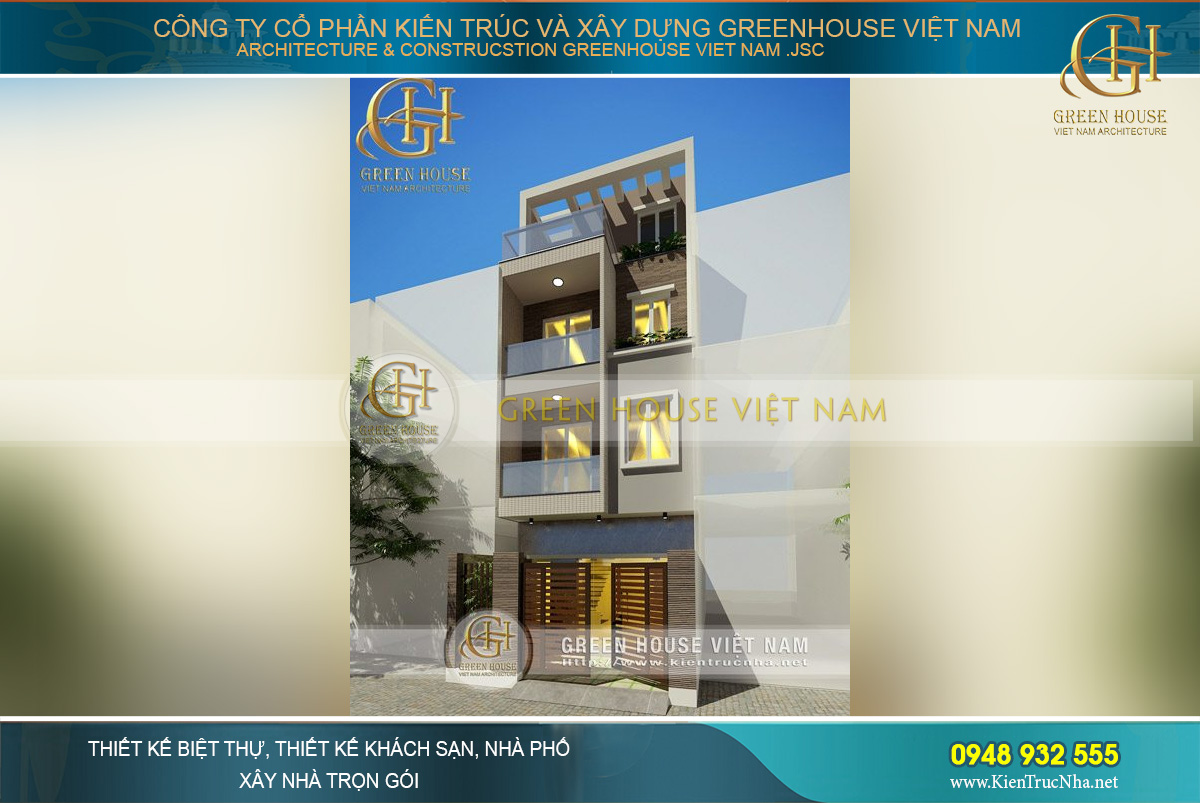 Thiết kế nhà phố 4 tầng diện tích 85m2 hiện đại