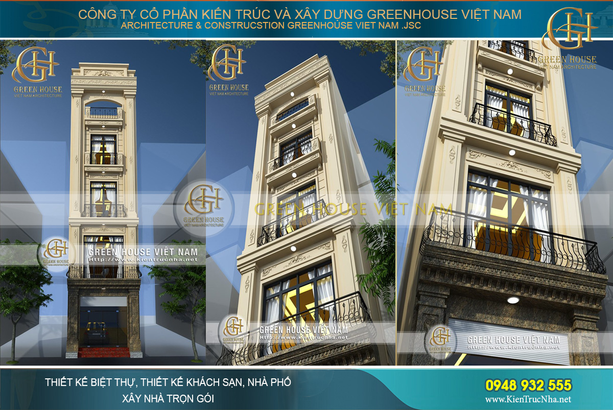 Thiết kế nhà ống 4 tầng 1 tum phong cách hiện đại tại Hà Nội