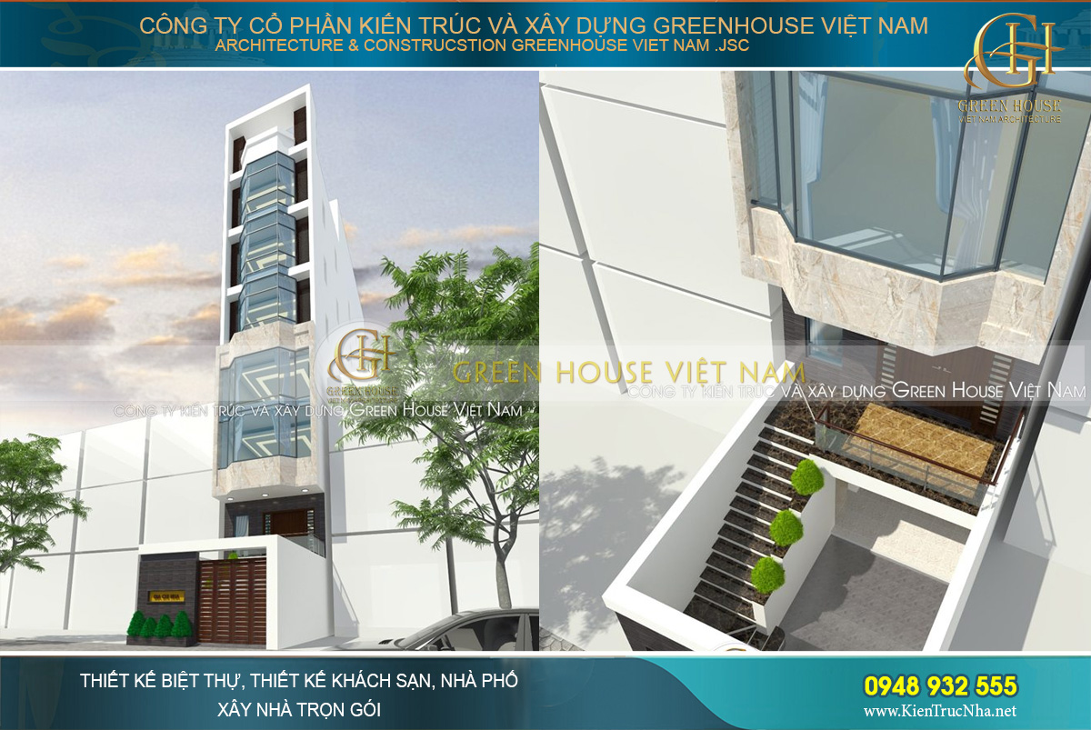 Thiết kế nhà ở kết hợp văn phòng cho thuê 8 tầng tại Bắc Ninh