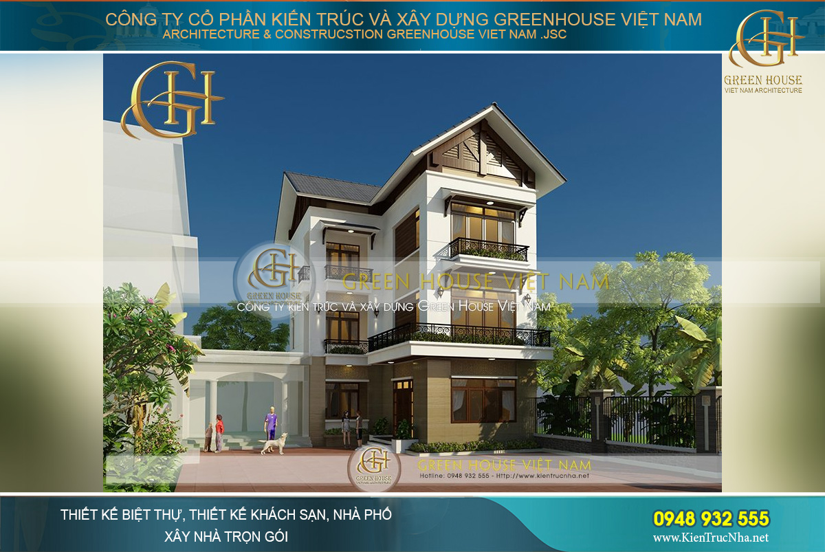 Thiết kế nhà phố 3 tầng 1 tum hiện đại tại Bắc Giang