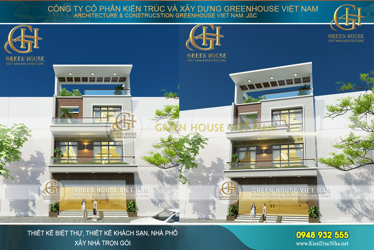 Thiết kế nhà phố 3 tầng hiện đại tại Bắc Giang - CĐT Chị Loan - Green House Việt Nam