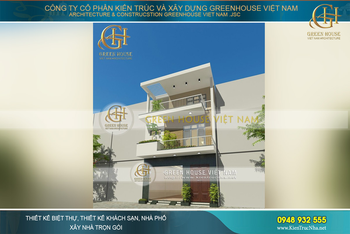 Thiết kế nhà phố 3 tầng mặt tiền 6m hiện đại tại Bắc Giang