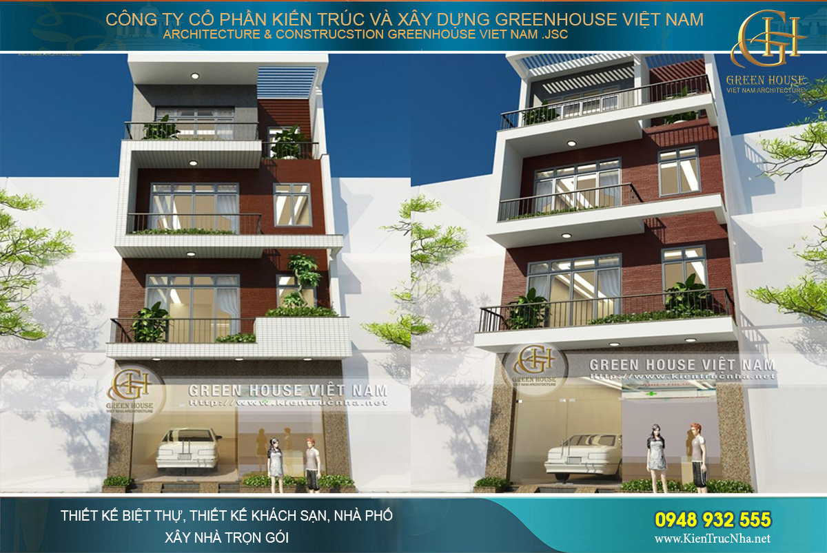 Thiết kế nhà phố 4 tầng diện tích 108m2 tại Bắc Giang