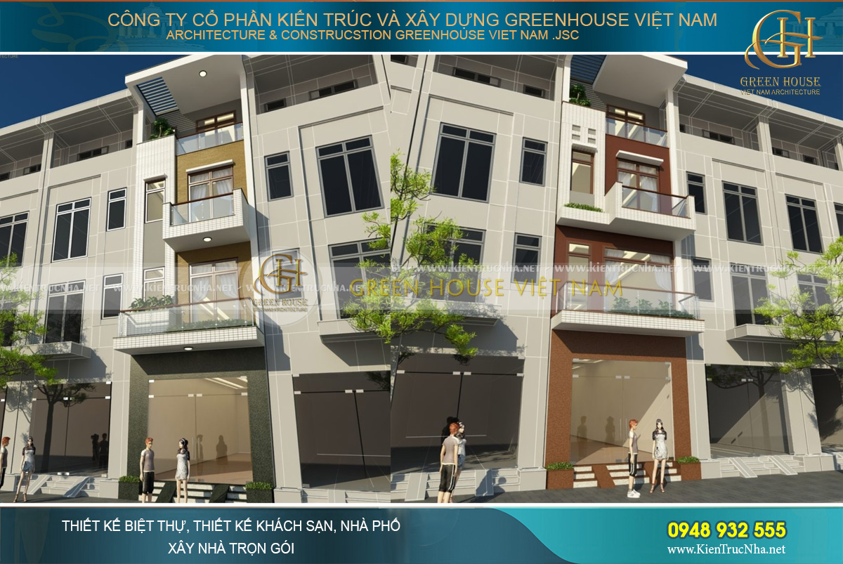 Thiết kế nhà phố 4 tầng mặt tiền 6m hiện đại tại Bắc Giang