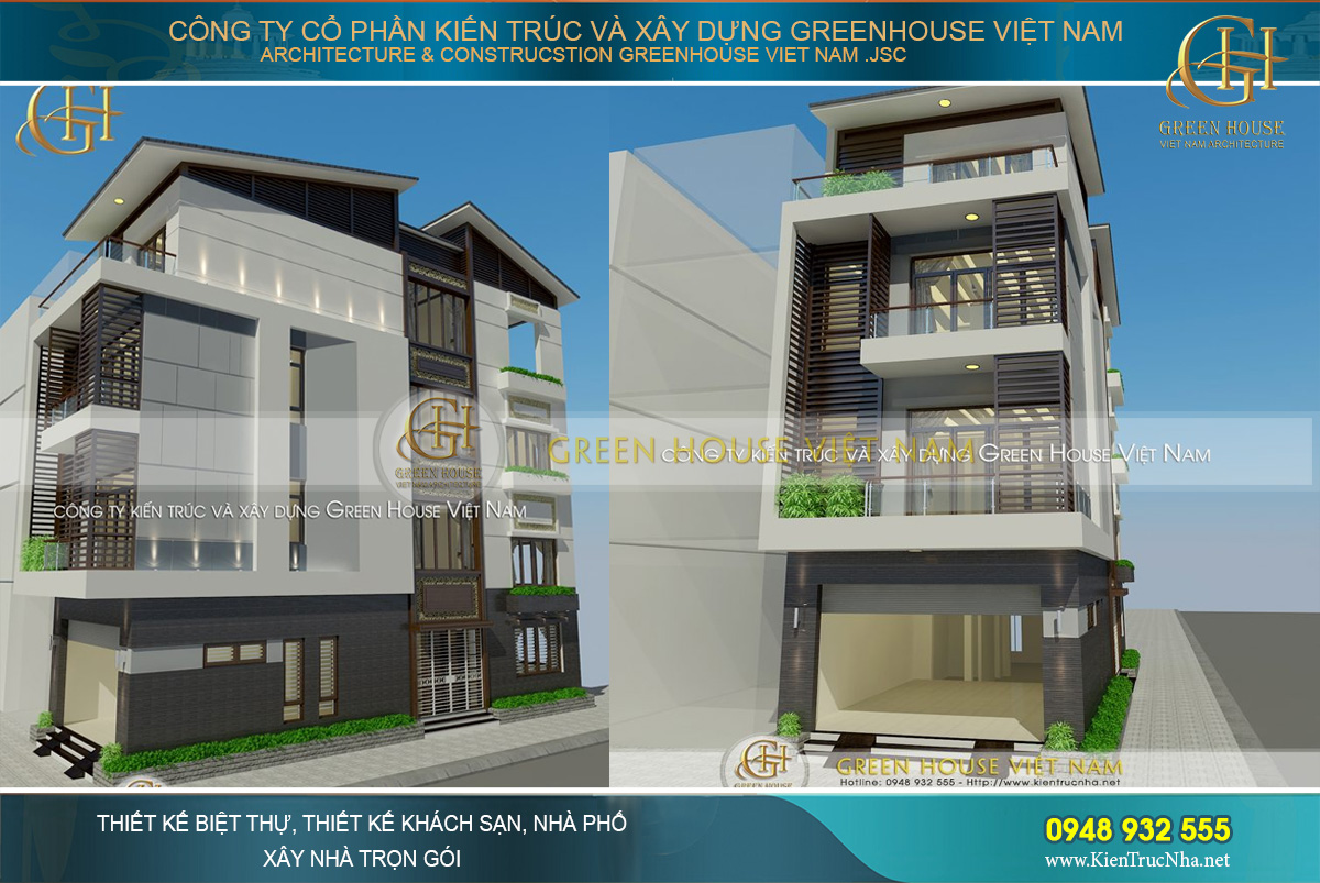 Thiết kế nhà phố 4 tầng 2 mặt tiền hiện đại tại Bắc Giang