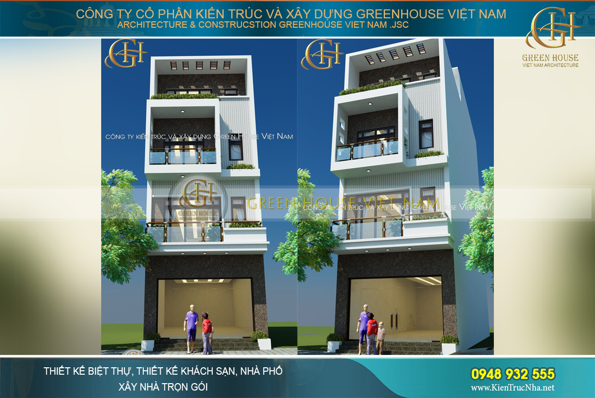 Thiết kế nhà phố 4 tầng mặt tiền hơn 5m hiện đại tại Bắc Giang
