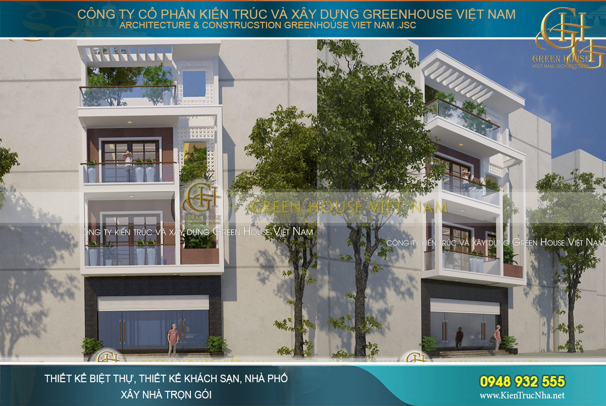 Thiết kế nhà phố 4 tầng mặt tiền 6m hiện đại tại Bắc Giang