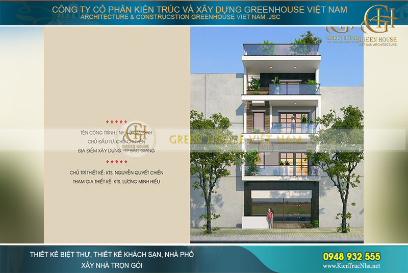 Thiết kế kiến trúc nhà lô phố 4 tầng hiện đại tại Bắc Giang