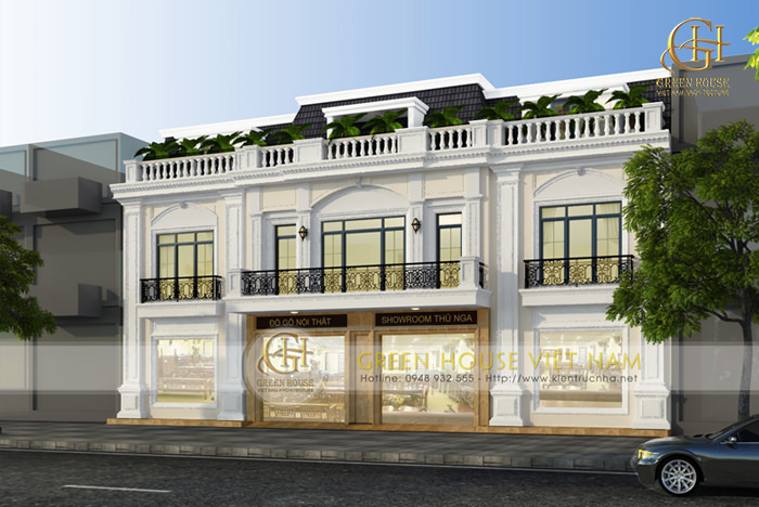 Thiết kế nhà ở kết hợp làm văn phòng, showroom sang trọng