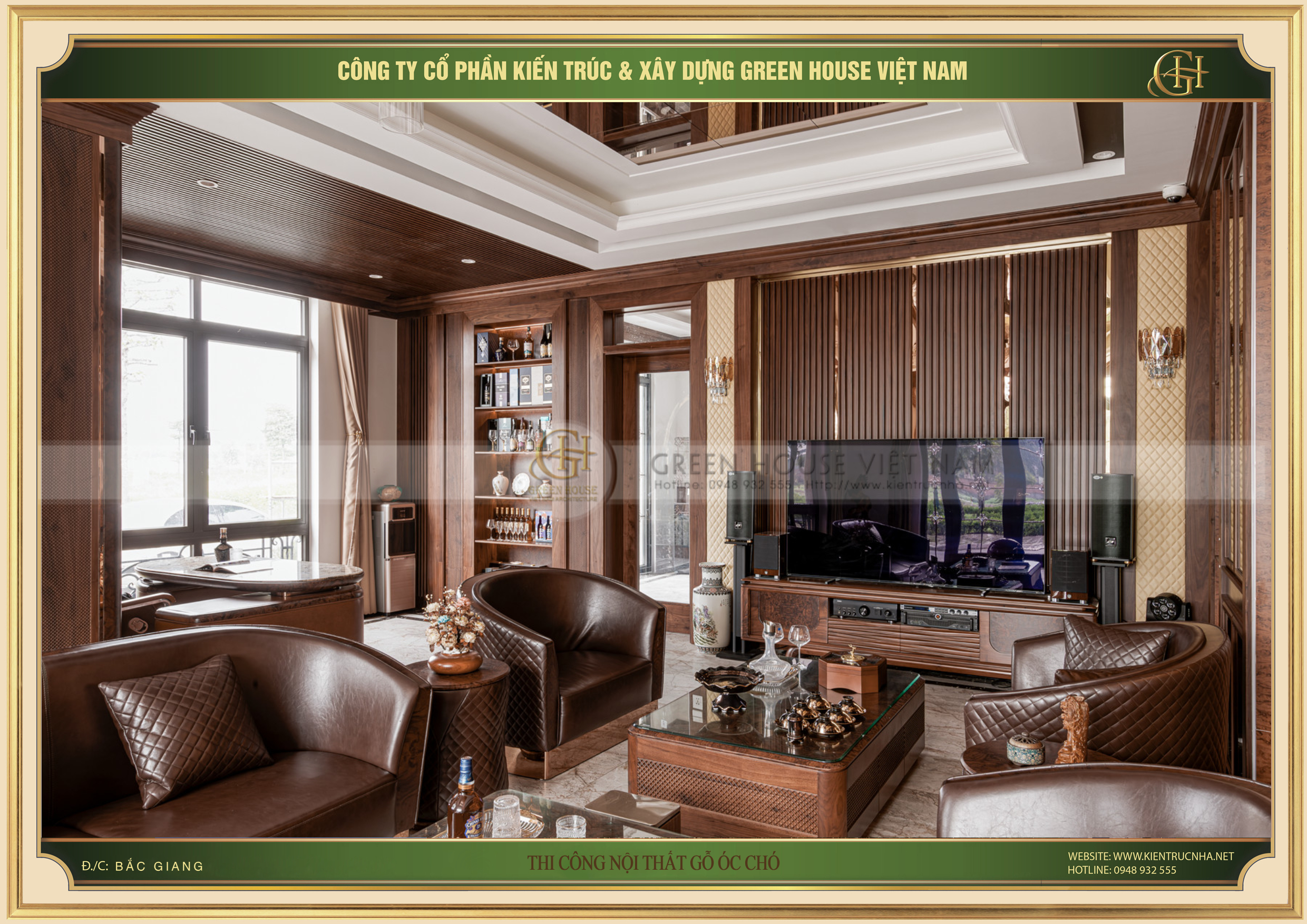 Hình ảnh thi công thực tế nội thất gỗ óc chó đẳng cấp tại Bắc Giang