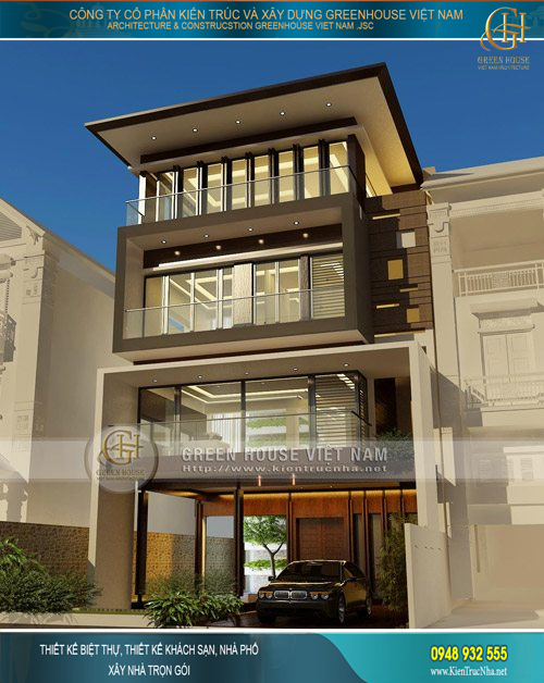 Biệt thự 4 tầng mặt tiền 10m phong cách kiến trúc hiện đại