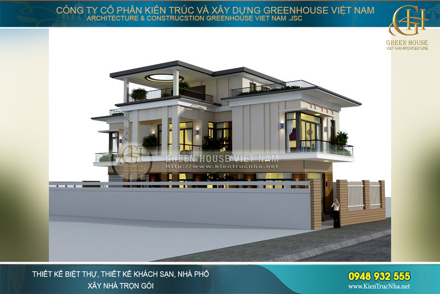 Thiết kế biệt thự 3 tầng phong cách hiện đại, đẹp ấn tượng tại Hà Nội