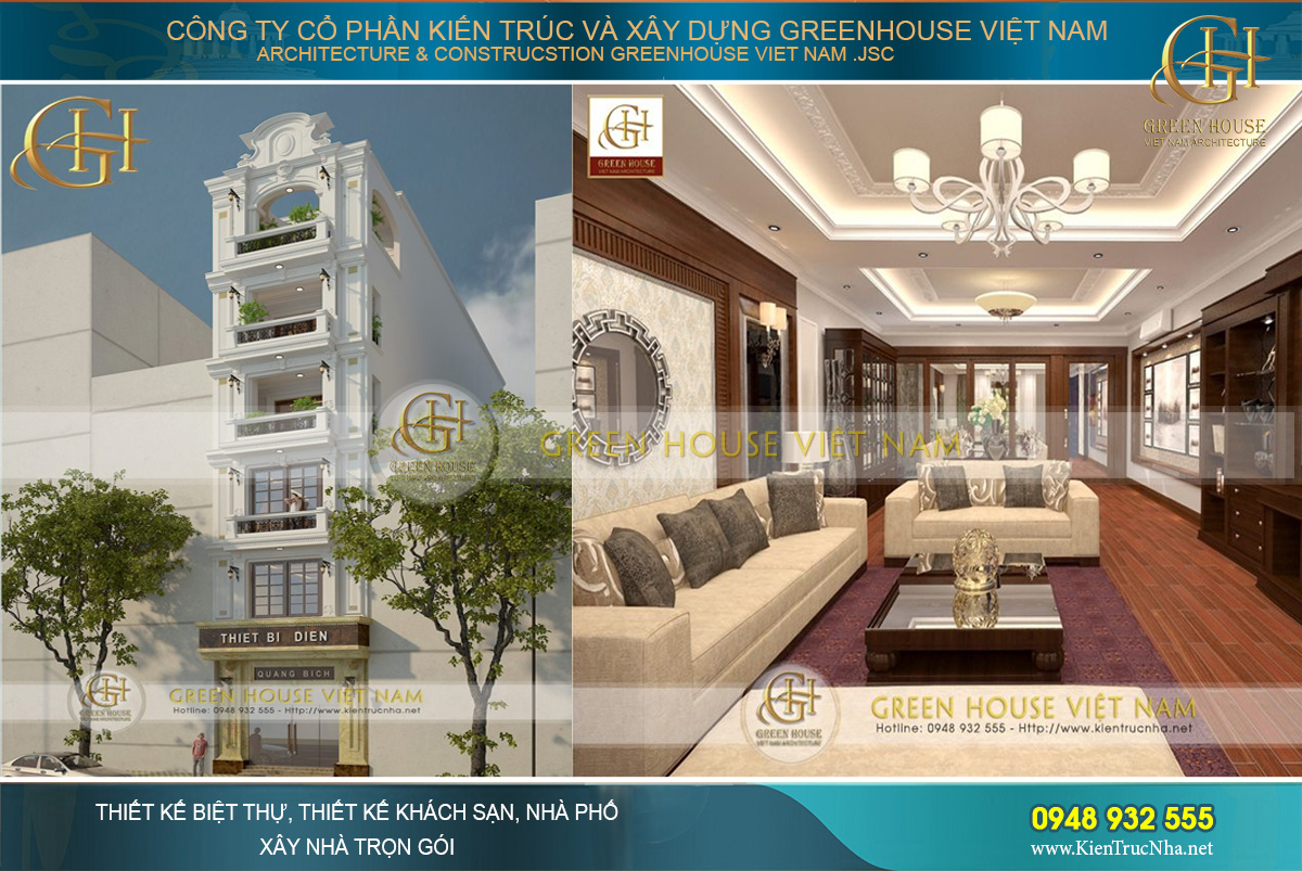 Thiết kế nhà phố 7 tầng phong cách tân cổ điển tại Bắc Giang