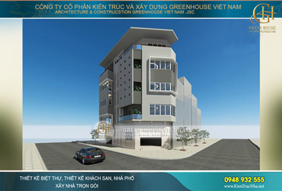 Thiết kế kiến trúc nhà phố 5 tầng 2 mặt tiền phong cách hiện đại