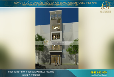 Thiết kế nhà lô 5 tầng mặt tiền 4m dài 18m hiện đại và đẹp mắt