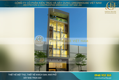 Tòa nhà văn phòng 7 tầng mặt tiền 10m kiến trúc hiện đại