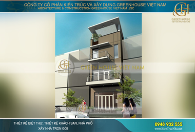 Thiết kế nhà lô 3 tầng 1 tum mặt tiền 4m hiện đại tại Thái Nguyên
