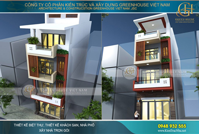 Thiết kế nhà ống 4 tầng diện tích 75m2 phong cách hiện đại