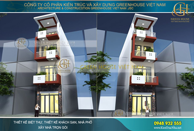 Thiết kế nhà ống nhỏ 4 tầng mặt tiền hơn 3m hiện đại tại Bắc Giang