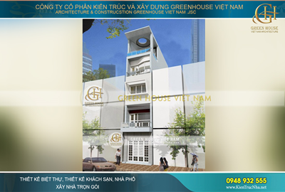 Thiết kế nhà phố 5 tầng mặt tiền 4m hiện đại tại Thái Nguyên