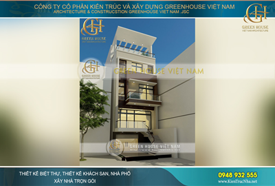 Thiết kế nhà phố 5 tầng mặt tiền 5m hiện đại tại Thái Nguyên