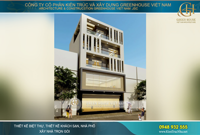 Thiết kế nhà phố mặt tiền 12m 5 tầng hiện đại kết hợp kinh doanh