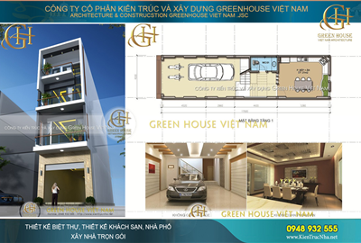 Thiết kế nhà phố 4 tầng phong cách hiện đại, mặt tiền đẹp