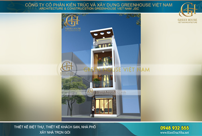 Thiết kế nhà lô phố 4 tầng mặt tiền 5m hiện đại tại Bắc Giang