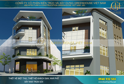 Thiết kế nhà phố 5 tầng, 2 mặt tiền phong cách hiện đại