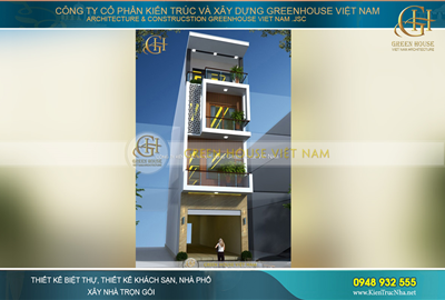 Thiết kế nhà ống 4 tầng đẹp, phong cách hiện đại tại Bắc Giang