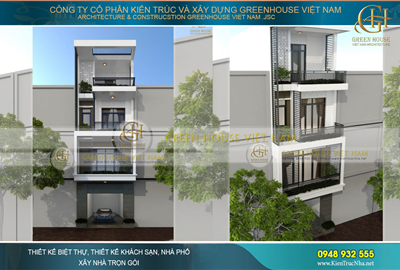 Thiết kế nhà phố 4 tầng mặt tiền 5m phong cách hiện đại tại Bắc Ninh
