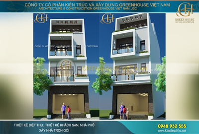 Thiết kế nhà phố 4 tầng mặt tiền hơn 5m hiện đại tại Bắc Giang