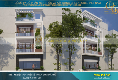 Thiết kế nhà phố 4 tầng mặt tiền 6m hiện đại tại Bắc Giang