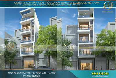 Thiết kế nhà phố 5 tầng hiện đại với 4 phòng ngủ tại Bắc Giang