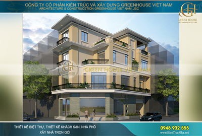 thiết kế nhà phố hiện đại 4 tầng 3 mặt tiền độc đáo tại Buôn Mê Thuột