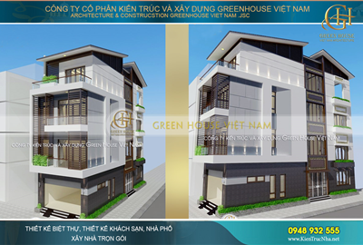 Thiết kế nhà ống hiện đại 4 tầng 2 mặt tiền đẹp tại Bắc Giang