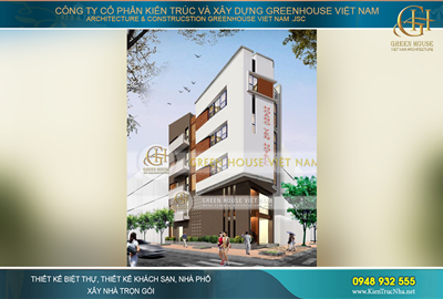 Thiết kế nhà ở 4 tầng 1 tầng lửng kết hợp kinh doanh nhà nghỉ