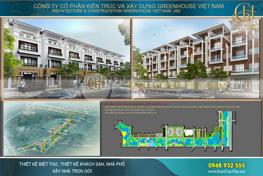 Thiết kế nhà ở trục đường giải cây xanh mặt nước tại Bắc Giang