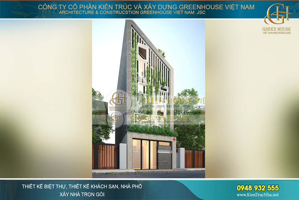 thiết kế phòng khám trên không gian nhà ống