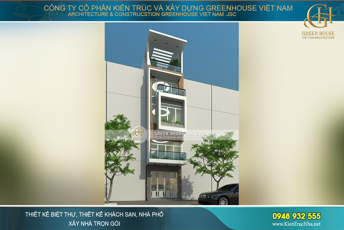 nhà ống 5 tầng diện tích 80m2
