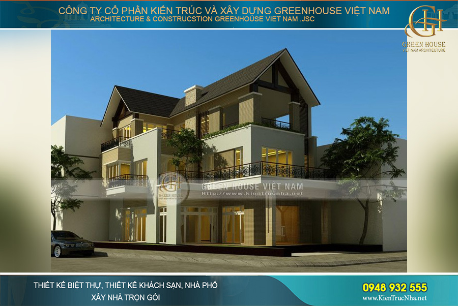 nhà phố 3 tầng hình chữ L tại Bắc Giang